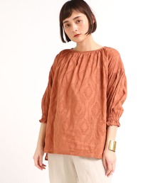 B2631 カットジャガードドロストブラウス