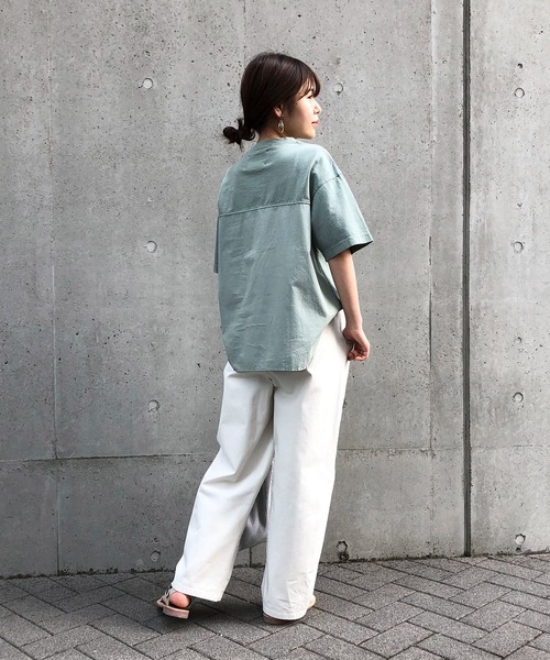 ONIGIRI（オニギリ）の「メッセージプリント　Ｔシャツ（Tシャツ/カットソー・レディース・ホワイト/カーキ/チャコール・FREE）」の5枚目の写真