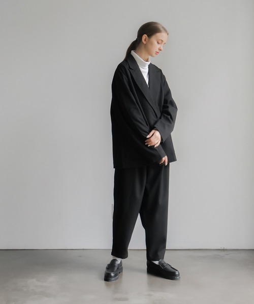 remer(リメール)の「loose basic semiwide tapered PT (セットアップ対応) / ルーズベーシックセミワイドテーパードパンツ(スラックス・メンズ・ブラック/モカ・SMALL/MEDIUM/LARGE)」の9枚目の写真