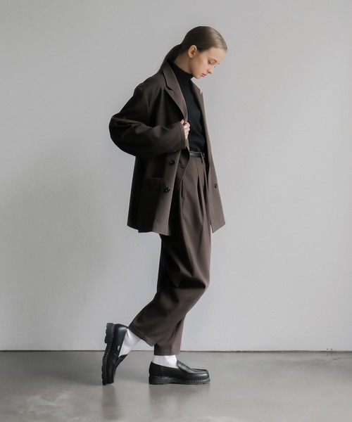 remer(リメール)の「loose basic semiwide tapered PT (セットアップ対応) / ルーズベーシックセミワイドテーパードパンツ(スラックス・メンズ・ブラック/モカ・SMALL/MEDIUM/LARGE)」の15枚目の写真