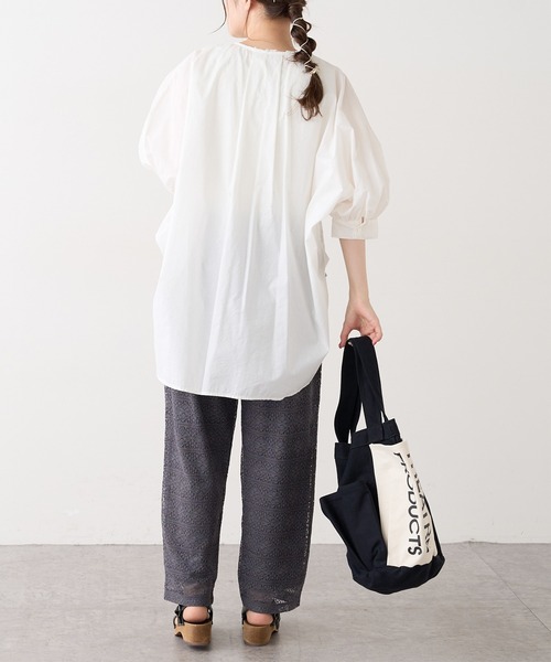 PUAL CE CIN（ピュアルセシン）の「タイプライターワンポイント刺繍ブラウス（シャツ/ブラウス・レディース・ブラウン/イエロー/アイボリー/スミクロ・FREE）」の7枚目の写真