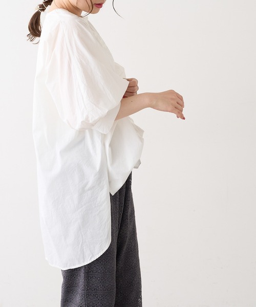 PUAL CE CIN（ピュアルセシン）の「タイプライターワンポイント刺繍ブラウス（シャツ/ブラウス・レディース・ブラウン/イエロー/アイボリー/スミクロ・FREE）」の6枚目の写真