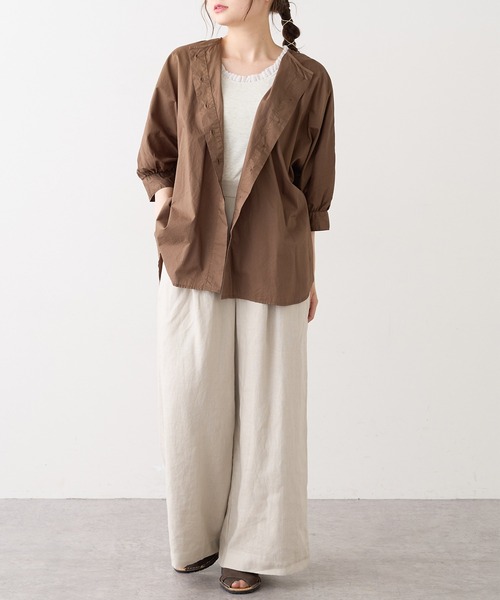 PUAL CE CIN（ピュアルセシン）の「タイプライターワンポイント刺繍ブラウス（シャツ/ブラウス・レディース・ブラウン/イエロー/アイボリー/スミクロ・FREE）」の14枚目の写真