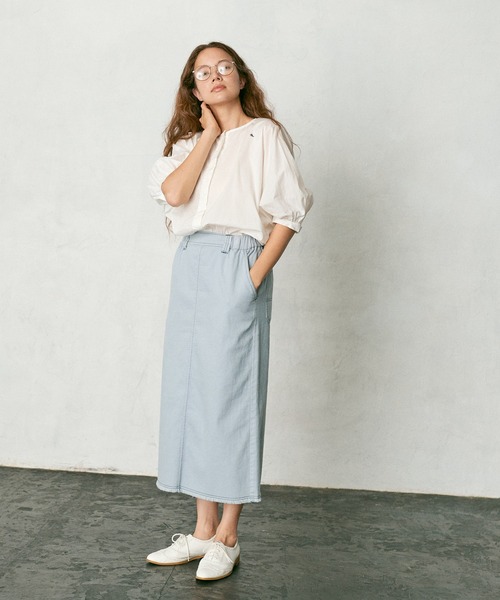 PUAL CE CIN（ピュアルセシン）の「タイプライターワンポイント刺繍ブラウス（シャツ/ブラウス・レディース・ブラウン/イエロー/アイボリー/スミクロ・FREE）」の5枚目の写真