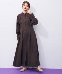 ADAM ET ROPE' | バンドカラーフレアシャツワンピース(シャツワンピース)