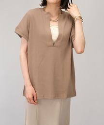 ＡＮＤＪ | 深キーネックフレンチスリーブサーマルTシャツ(Tシャツ/カットソー)