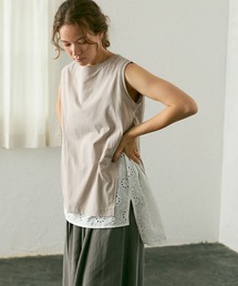 PUAL CE CIN | 【WEB限定】コットンレースノースリーブ(Tシャツ/カットソー)