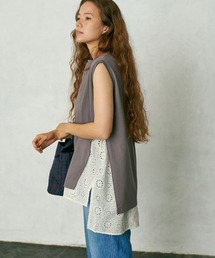 PUAL CE CIN | 【WEB限定】コットンレースノースリーブ(Tシャツ/カットソー)