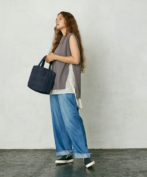 PUAL CE CIN（ピュアルセシン）の「【WEB限定】コットンレースノースリーブ（Tシャツ/カットソー・レディース・ブラック/ベージュ/グレー・FREE）」の17枚目の写真