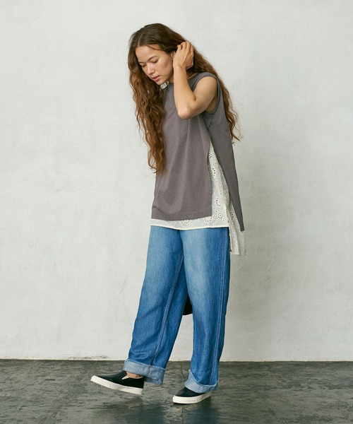 PUAL CE CIN（ピュアルセシン）の「【WEB限定】コットンレースノースリーブ（Tシャツ/カットソー・レディース・ブラック/ベージュ/グレー・FREE）」の19枚目の写真