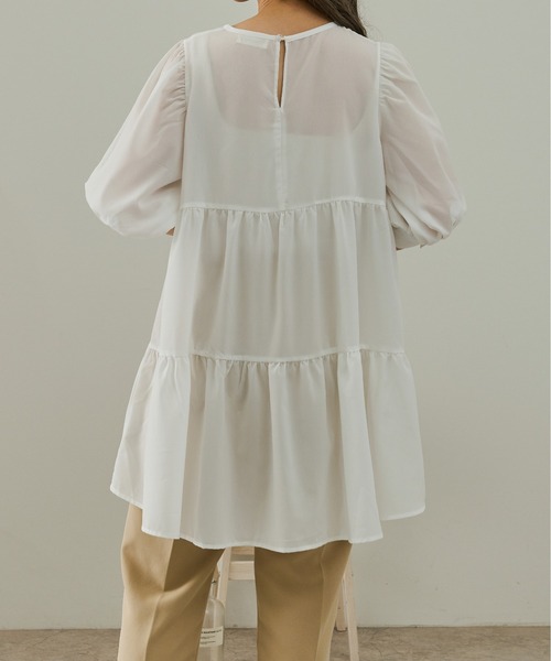 Ambre Neige（アンブルネージュ）の「ティアードギャザーブラウス／【WEB/EC限定商品】（シャツ/ブラウス・レディース・ホワイト/モカ/ライトベージュ・FREE）」の6枚目の写真