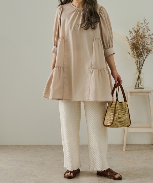 Ambre Neige（アンブルネージュ）の「ティアードギャザーブラウス／【WEB/EC限定商品】（シャツ/ブラウス・レディース・ホワイト/モカ/ライトベージュ・FREE）」の13枚目の写真