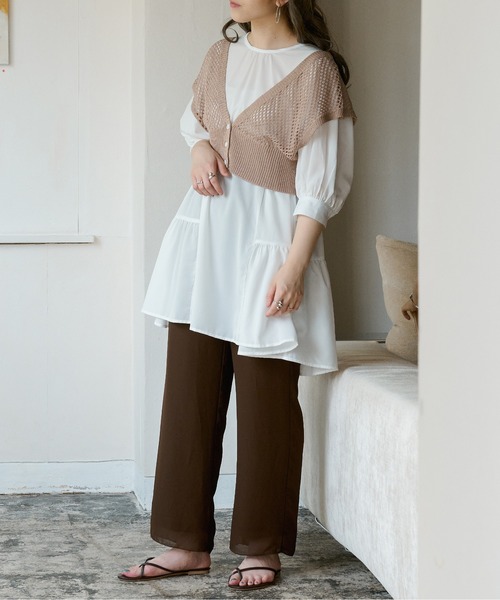 Ambre Neige（アンブルネージュ）の「ティアードギャザーブラウス／【WEB/EC限定商品】（シャツ/ブラウス・レディース・ホワイト/モカ/ライトベージュ・FREE）」の21枚目の写真