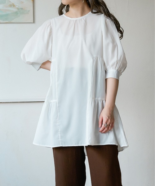 Ambre Neige（アンブルネージュ）の「ティアードギャザーブラウス／【WEB/EC限定商品】（シャツ/ブラウス・レディース・ホワイト/モカ/ライトベージュ・FREE）」の20枚目の写真