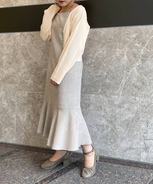 MAJESTIC LEGON（マジェスティックレゴン）の「ダブルショルダーLadyワンピ（ワンピース・レディース・ベージュ/ブラウン系その他2/ピンクベージュ・SMALL/MEDIUM）」の4枚目の写真