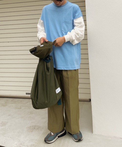 SENSION(センション)の「center press wide slacks(スラックス・メンズ・オフホワイト/ライトカーキ/ターコイズブルー・S/M/L)」の5枚目の写真