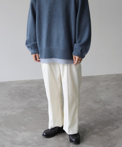SENSION(センション)の「center press wide slacks(スラックス・メンズ・オフホワイト/ライトカーキ/ターコイズブルー・S/M/L)」の9枚目の写真