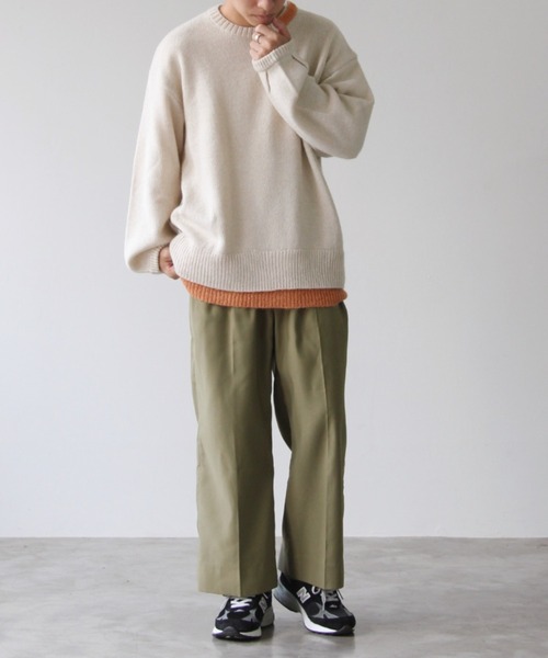 SENSION(センション)の「center press wide slacks(スラックス・メンズ・オフホワイト/ライトカーキ/ターコイズブルー・S/M/L)」の15枚目の写真