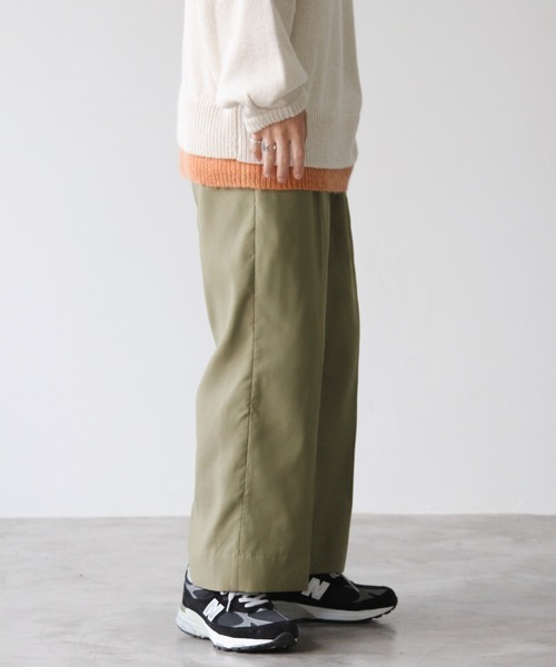 SENSION(センション)の「center press wide slacks(スラックス・メンズ・オフホワイト/ライトカーキ/ターコイズブルー・S/M/L)」の16枚目の写真