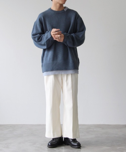 SENSION(センション)の「center press wide slacks(スラックス・メンズ・オフホワイト/ライトカーキ/ターコイズブルー・S/M/L)」の11枚目の写真
