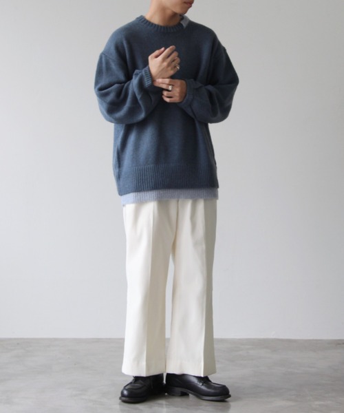 SENSION(センション)の「center press wide slacks(スラックス・メンズ・オフホワイト/ライトカーキ/ターコイズブルー・S/M/L)」の12枚目の写真