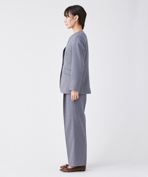 KASHIYAMA（カシヤマ）の「＜ウォッシャブル＞ウールライクポーリーツイルノーカラーロングジャケット（ノーカラージャケット・レディース・ライトブルー/ブラウン/モカ/ピンクベージュ/グレー・マルチサイズ）」の13枚目の写真