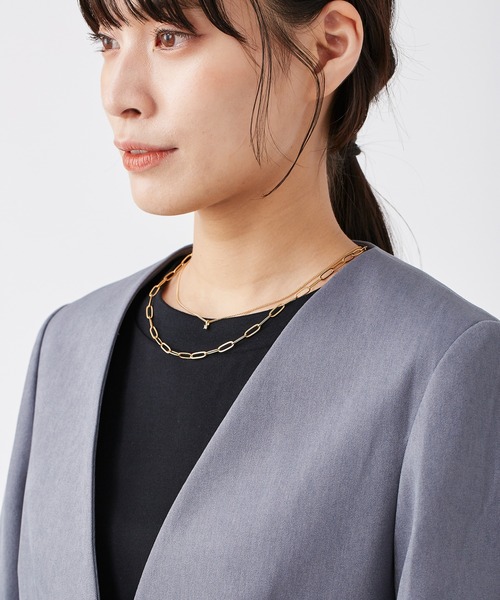 KASHIYAMA（カシヤマ）の「＜ウォッシャブル＞ウールライクポーリーツイルノーカラーロングジャケット（ノーカラージャケット・レディース・ライトブルー/ブラウン/モカ/ピンクベージュ/グレー・マルチサイズ）」の15枚目の写真