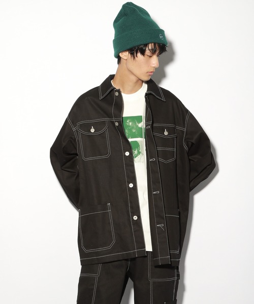 PBLIM（ページボーイリム）の「【PAGEBOYLIM】ハイショクカバーオール（カバーオール・レディース・ベージュ/ブラック・MEDIUM/LARGE）」の2枚目の写真