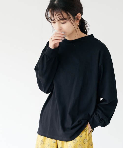 CRAFT STANDARD BOUTIQUE（クラフトスタンダードブティック）の「モックネックプルオーバー　＊（Tシャツ/カットソー・レディース・ライトグレー/ブラック/ベージュ/オフホワイト/ブルー/グリーン/モカ/テラコッタ・FREE）」の3枚目の写真