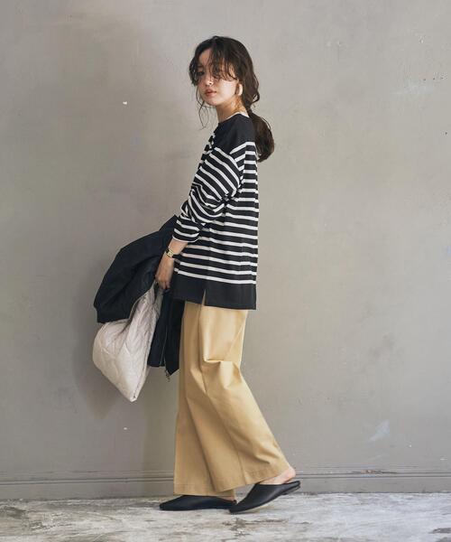 coen（コーエン）の「パネルボーダーロングスリーブTシャツ（Tシャツ/カットソー・レディース・パープル/ブラック/ベージュ/ロイヤルブルー・L/M）」の15枚目の写真