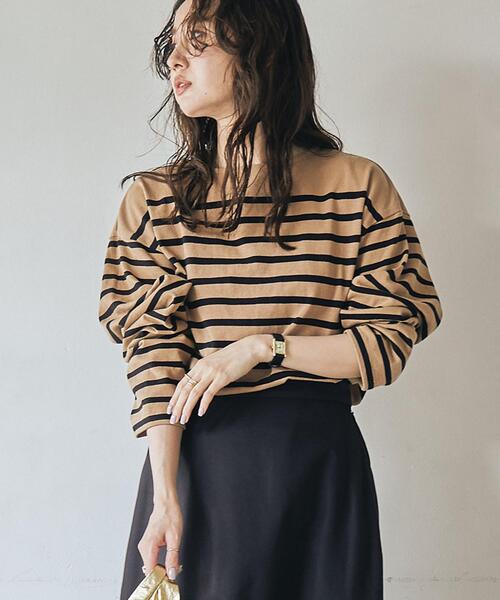 coen（コーエン）の「パネルボーダーロングスリーブTシャツ（Tシャツ/カットソー・レディース・パープル/ブラック/ベージュ/ロイヤルブルー・L/M）」の18枚目の写真