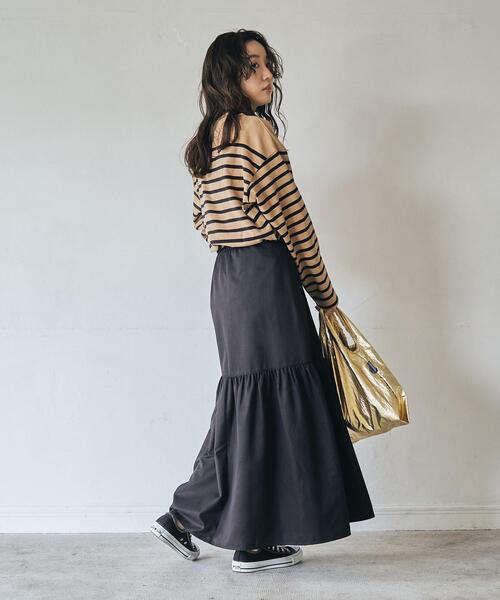 coen（コーエン）の「パネルボーダーロングスリーブTシャツ（Tシャツ/カットソー・レディース・パープル/ブラック/ベージュ/ロイヤルブルー・L/M）」の7枚目の写真