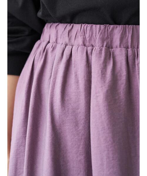 earth music&ecology（アースミュージックアンドエコロジー）の「切り替えギャザースカート ＊（スカート・レディース・ブラック/ベージュ/イエロー/パープル・FREE）」の9枚目の写真