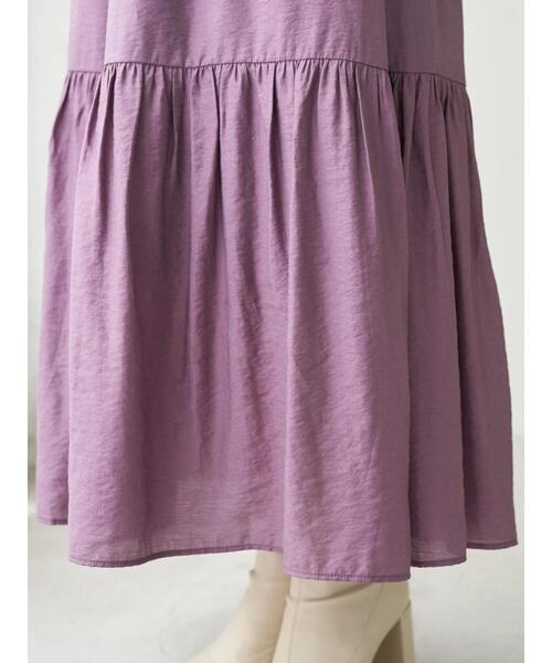 earth music&ecology（アースミュージックアンドエコロジー）の「切り替えギャザースカート ＊（スカート・レディース・ブラック/ベージュ/イエロー/パープル・FREE）」の10枚目の写真