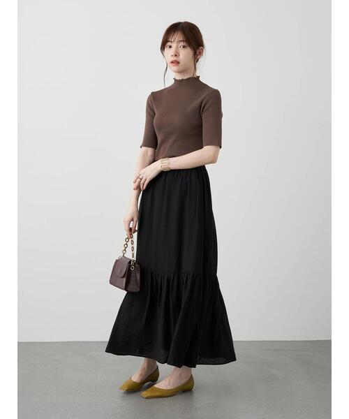 earth music&ecology（アースミュージックアンドエコロジー）の「切り替えギャザースカート ＊（スカート・レディース・ブラック/ベージュ/イエロー/パープル・FREE）」の19枚目の写真