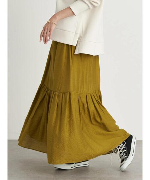 earth music&ecology（アースミュージックアンドエコロジー）の「切り替えギャザースカート ＊（スカート・レディース・ブラック/ベージュ/イエロー/パープル・FREE）」の22枚目の写真