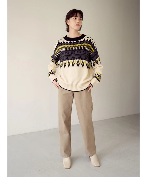 YECCA VECCA（イェッカヴェッカ）の「裏起毛ストレートパンツ＊（その他パンツ・レディース・アイボリー/ベージュ・S/M）」の4枚目の写真