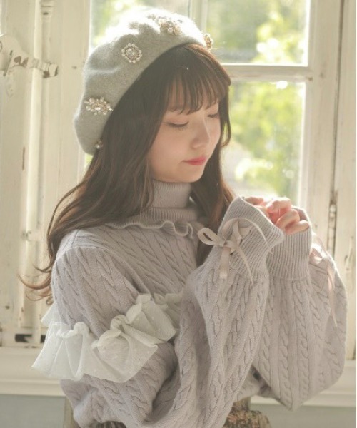 Swankiss(スワンキス)の「WS cable tulle knit(ニット/セーター・レディース・オフホワイト/グレー/ブラック・FREE)」の3枚目の写真