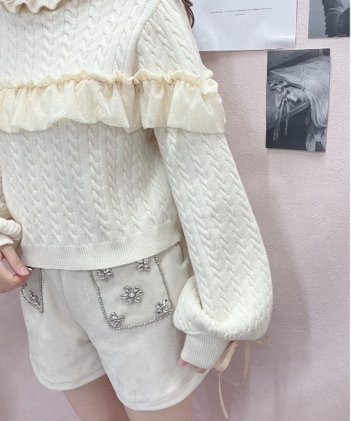 Swankiss(スワンキス)の「WS cable tulle knit(ニット/セーター・レディース・オフホワイト/グレー/ブラック・FREE)」の11枚目の写真