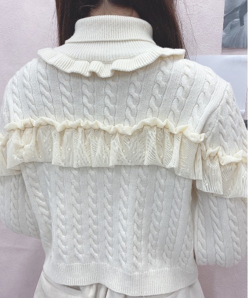 Swankiss(スワンキス)の「WS cable tulle knit(ニット/セーター・レディース・オフホワイト/グレー/ブラック・FREE)」の7枚目の写真
