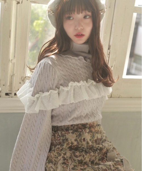 Swankiss(スワンキス)の「WS cable tulle knit(ニット/セーター・レディース・オフホワイト/グレー/ブラック・FREE)」の13枚目の写真