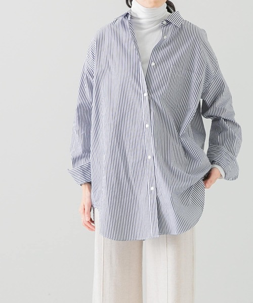 かぐれ(カグレ)の「レギュラーワイドシャツ(Tシャツ/カットソー・レディース・オフホワイト/ストライプ・FREE)」の2枚目の写真