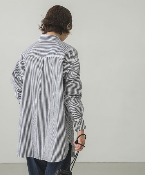 かぐれ(カグレ)の「レギュラーワイドシャツ(Tシャツ/カットソー・レディース・オフホワイト/ストライプ・FREE)」の15枚目の写真