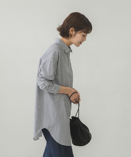 かぐれ(カグレ)の「レギュラーワイドシャツ(Tシャツ/カットソー・レディース・オフホワイト/ストライプ・FREE)」の10枚目の写真