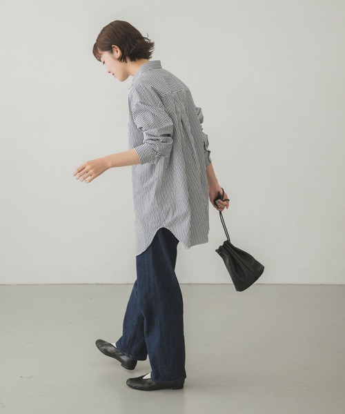 かぐれ(カグレ)の「レギュラーワイドシャツ(Tシャツ/カットソー・レディース・オフホワイト/ストライプ・FREE)」の18枚目の写真