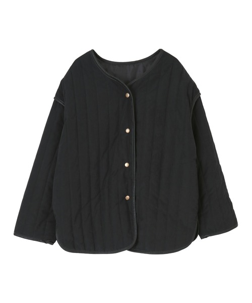 titivate（ティティベイト）の「ﾗｲﾝｷﾙﾄﾉｰｶﾗｰｼﾞｬｹｯﾄ（ノーカラージャケット・レディース・ブラック/アイボリー/ブラウン系その他/グレイッシュベージュ・FREE）」の3枚目の写真