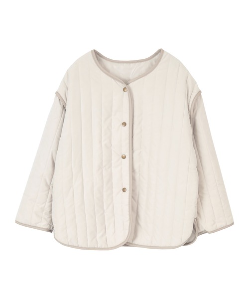 titivate（ティティベイト）の「ﾗｲﾝｷﾙﾄﾉｰｶﾗｰｼﾞｬｹｯﾄ（ノーカラージャケット・レディース・ブラック/アイボリー/ブラウン系その他/グレイッシュベージュ・FREE）」の19枚目の写真