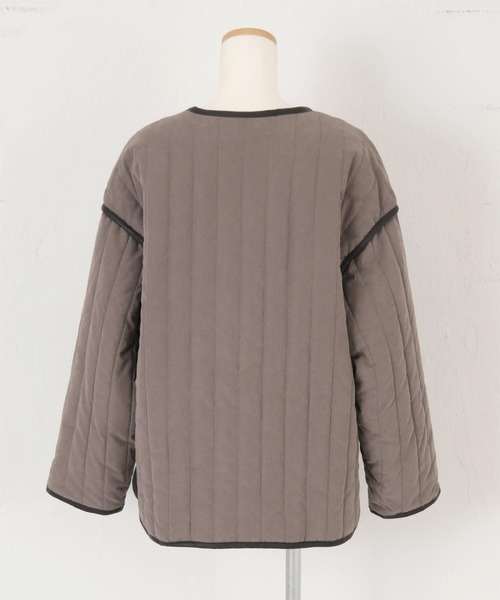 titivate（ティティベイト）の「ﾗｲﾝｷﾙﾄﾉｰｶﾗｰｼﾞｬｹｯﾄ（ノーカラージャケット・レディース・ブラック/アイボリー/ブラウン系その他/グレイッシュベージュ・FREE）」の14枚目の写真