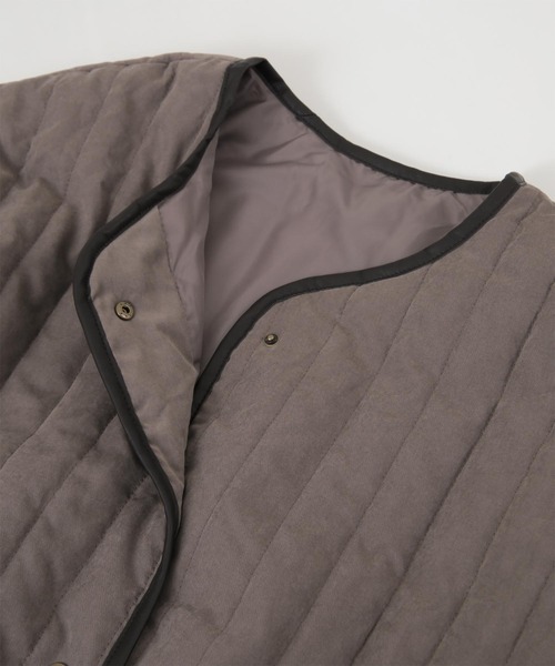 titivate（ティティベイト）の「ﾗｲﾝｷﾙﾄﾉｰｶﾗｰｼﾞｬｹｯﾄ（ノーカラージャケット・レディース・ブラック/アイボリー/ブラウン系その他/グレイッシュベージュ・FREE）」の18枚目の写真