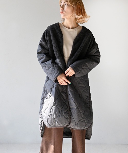 ボアキルティングコート